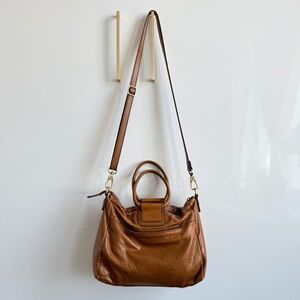 HOBO Sheila Medium Satchel Crossbody with Top Handles in Truffle